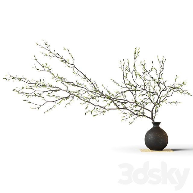 Branch in a vase on a rug 3ds Max - thumbnail 1