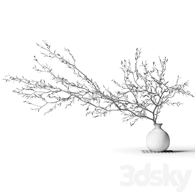 Branch in a vase on a rug 3ds Max - thumbnail 2