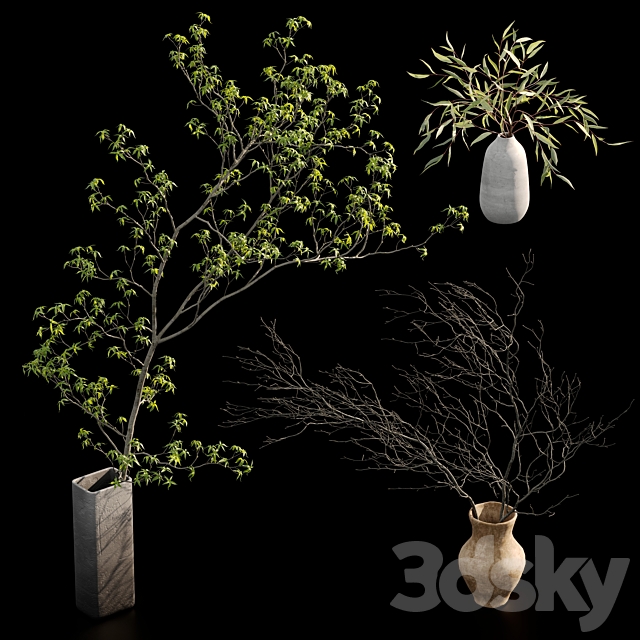 Branches in vases 3ds Max - thumbnail 2