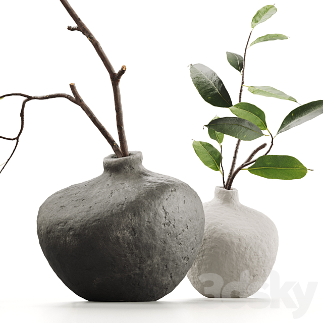 Branches in vases 3DS Max Model - thumbnail 3