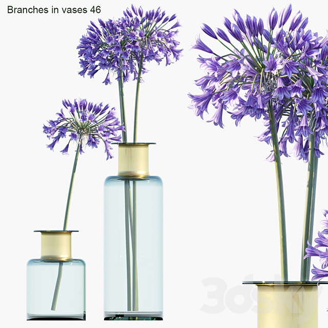 Branches in vases 46: Agapanthus 3ds Max - thumbnail 1