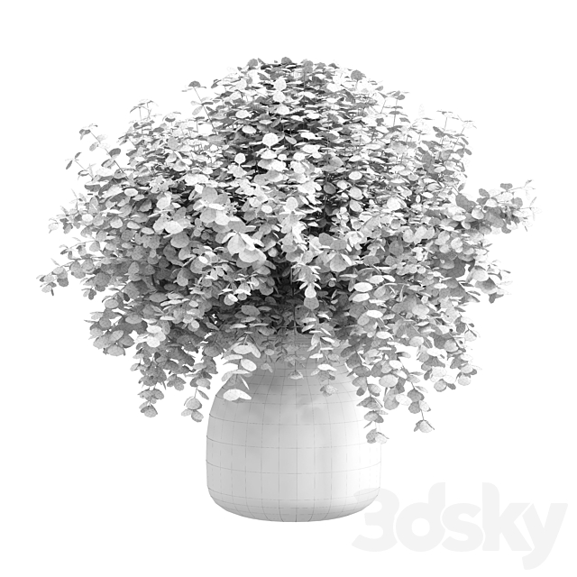 Branches plant with galss vase white – bouquet 36 3DS Max Model - thumbnail 5