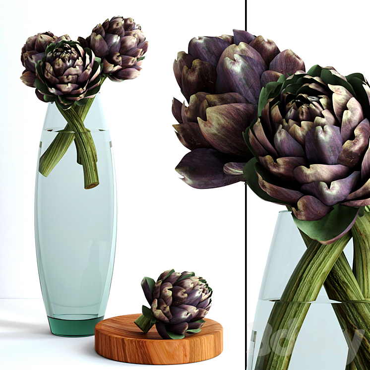 Burgundy Artichokes 3DS Max - thumbnail 1