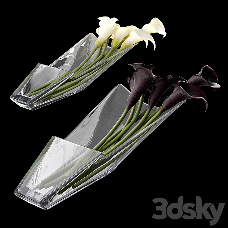 Calla vases Baccarat 3DS Max Model - thumbnail 2