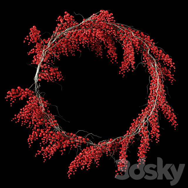 Christmas wreath of berries 3DSMax File - thumbnail 1