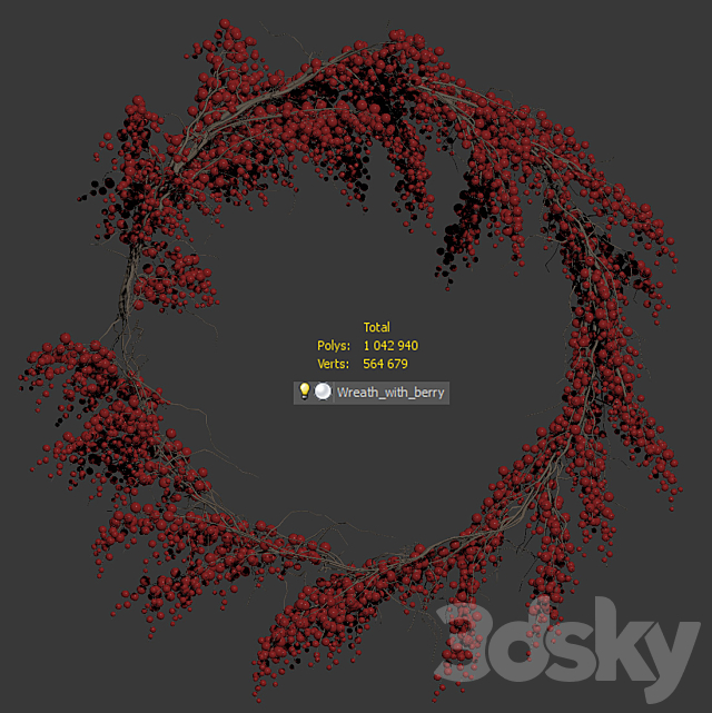 Christmas wreath of berries 3DSMax File - thumbnail 3