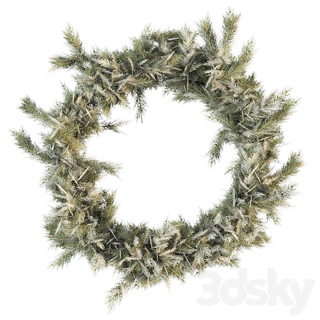 Christmas wreath of coniferous branches 3DSMax File - thumbnail 1