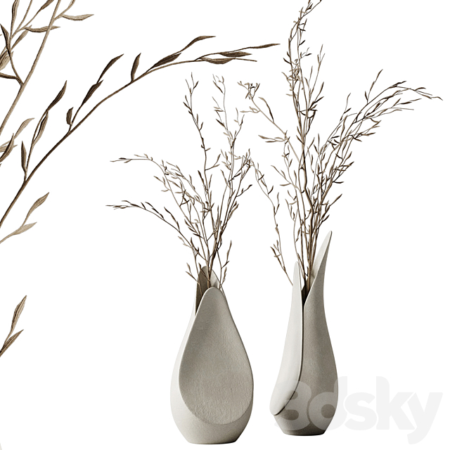 Coals vase from Corner design with branches 3DS Max Model - thumbnail 3