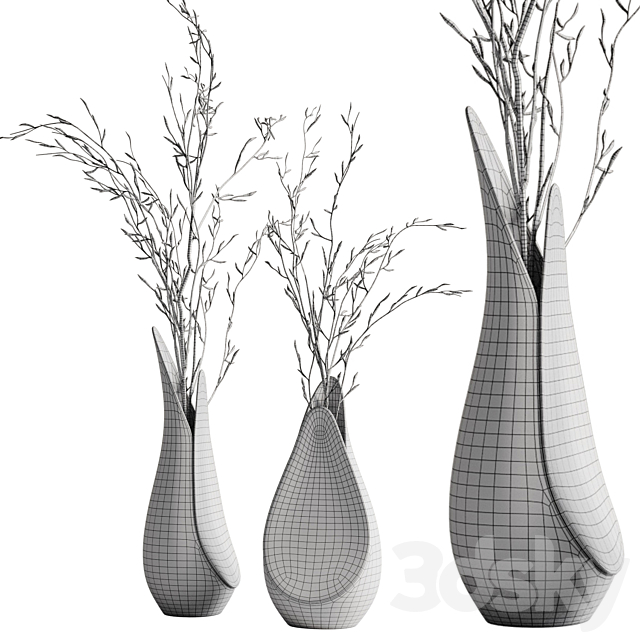 Coals vase from Corner design with branches 3DS Max Model - thumbnail 4