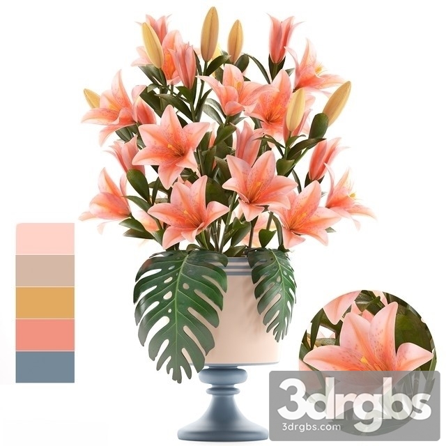 Collection Flowers 57 Bouquet Lilies 3dsmax Download - thumbnail 1