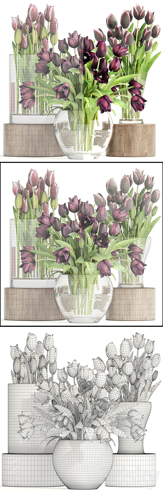 Collection of flowers 1. Tulips flower vase spring flowers decor 3ds Max - thumbnail 3