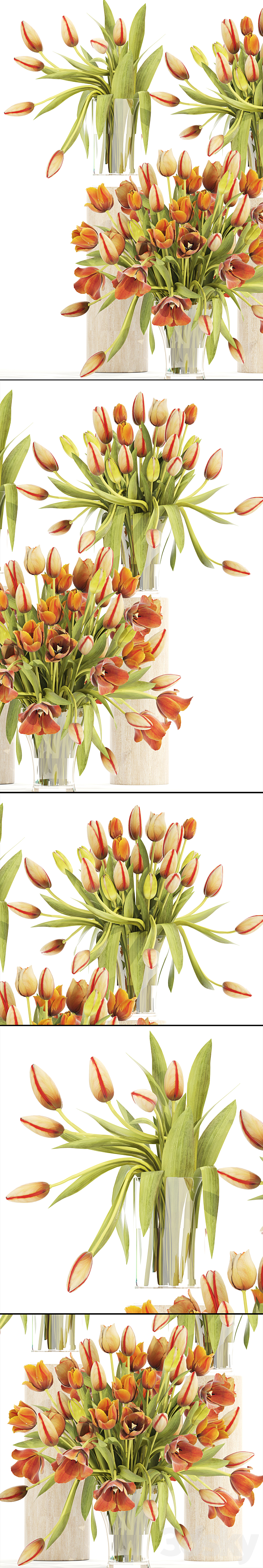 Collection of flowers 4. Tulips vase bouquet flower set decor spring flowers orange 3ds Max - thumbnail 2