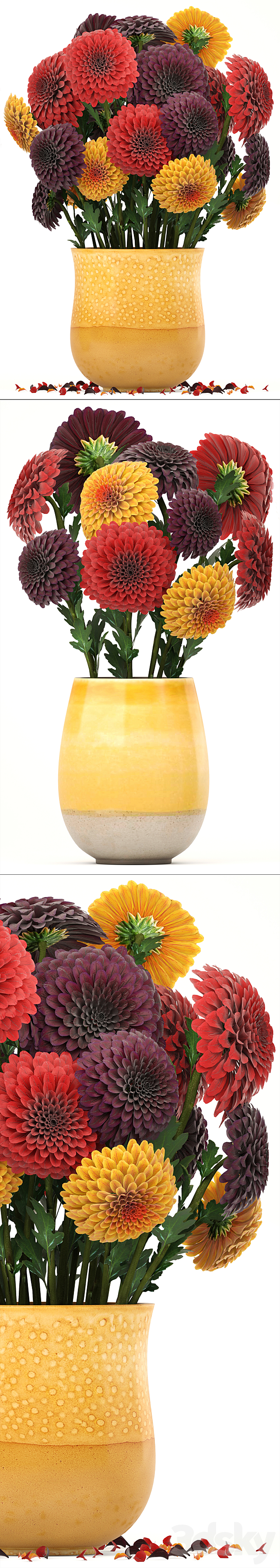 Collection of flowers 8. Dahlias vase decor spring flowers 3ds Max - thumbnail 2