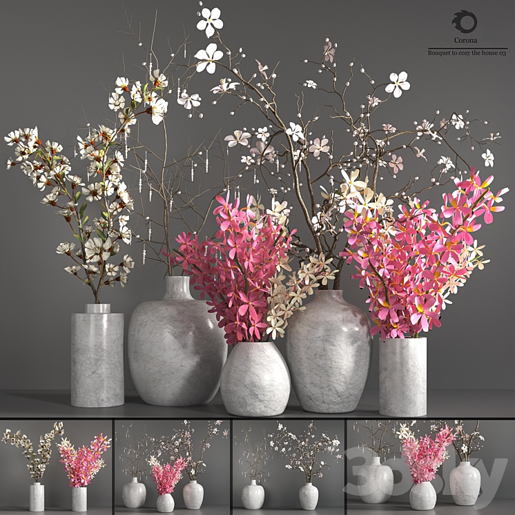 Collection Plants Bouquet 3DS Max Model - thumbnail 1