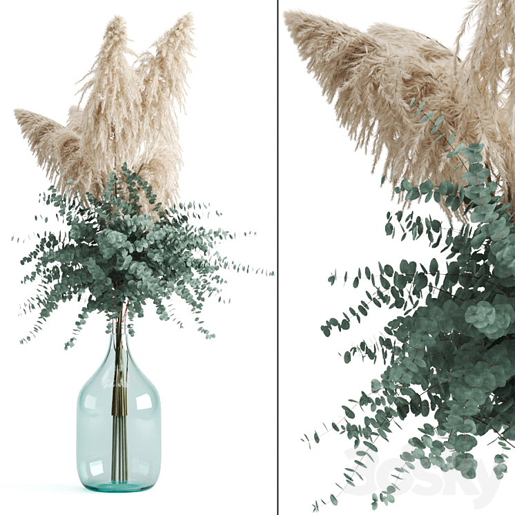 Cortaderia and eucalyptus in a large bottle 3DS Max - thumbnail 1