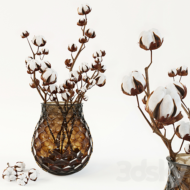 Cotton in a vase 3DSMax File - thumbnail 1