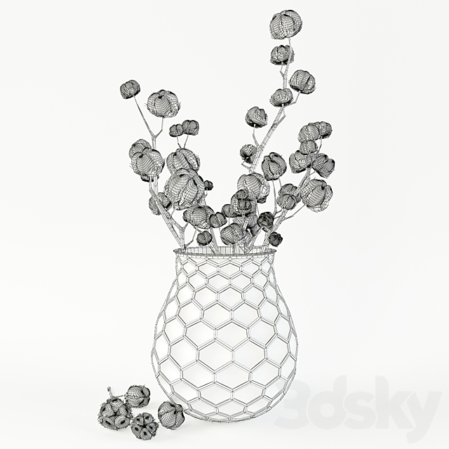 Cotton in a vase 3DSMax File - thumbnail 3