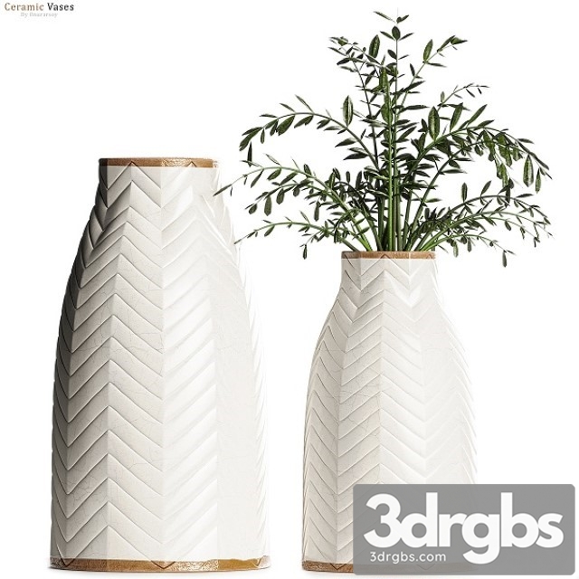 Crate & Barrel Adra Vases With Plants 3dsmax Download - thumbnail 1