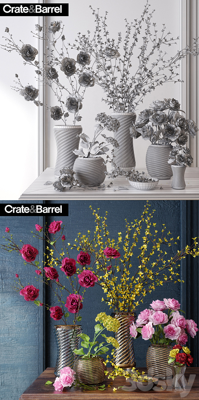 Crate & Barrel Flower set 3DSMax File - thumbnail 3