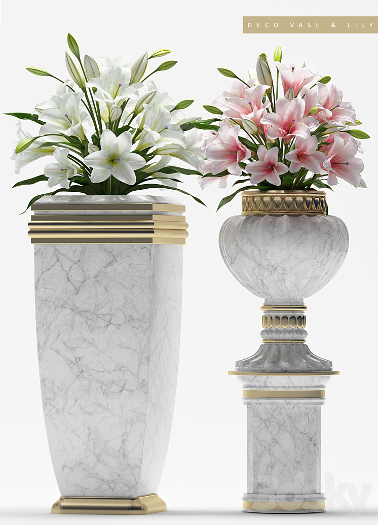 DECO VASE & LILY 3DS Max - thumbnail 2