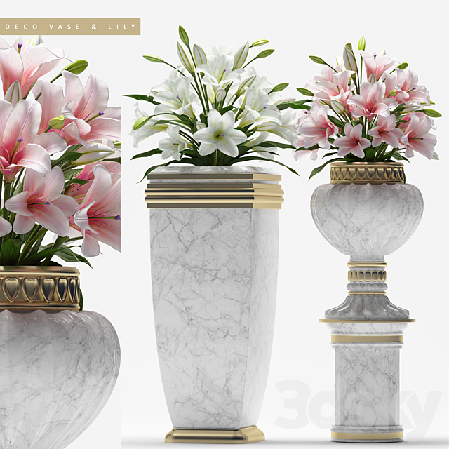 DECO VASE & LILY 3DSMax File - thumbnail 1