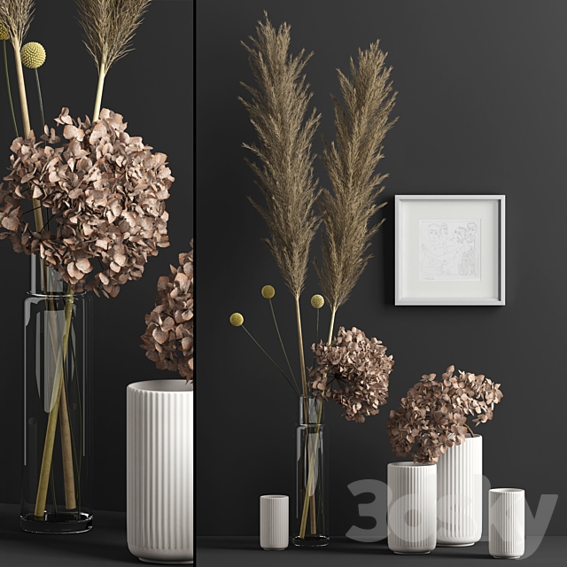 Decor with dry flowers 3DS Max Model - thumbnail 1