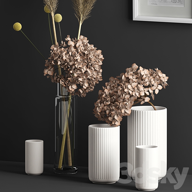 Decor with dry flowers 3DS Max Model - thumbnail 2