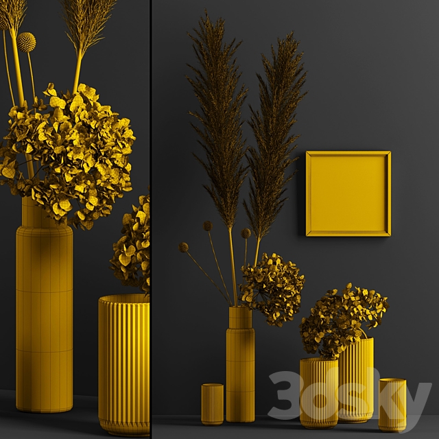 Decor with dry flowers 3DS Max Model - thumbnail 3