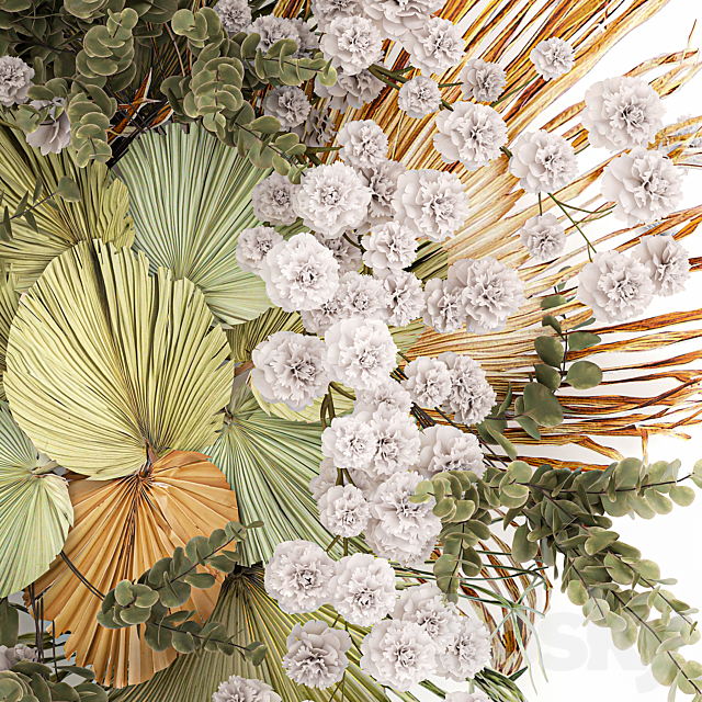 Decoration and installation for the wall of dried palm leaves wedding wreath of dried flowers. 230. 3ds Max - thumbnail 2