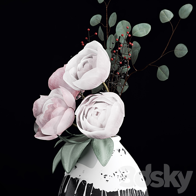 Decorative Bouquet With Peonies 3DSMax File - thumbnail 3