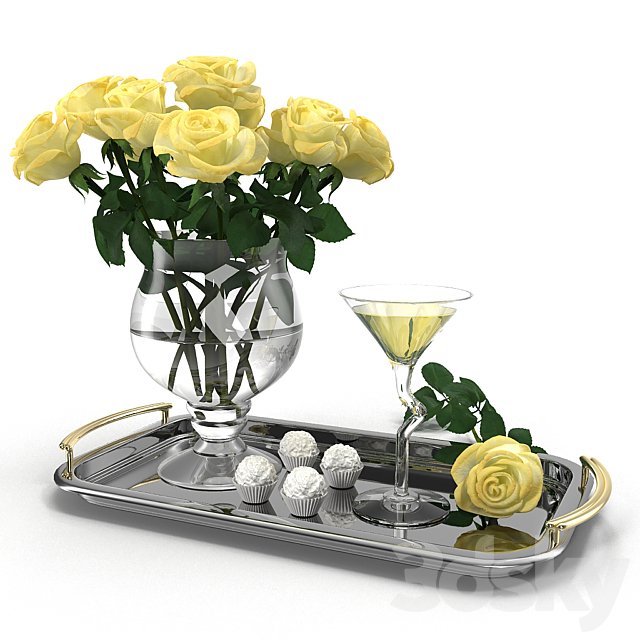 decorative composition with roses 3DSMax File - thumbnail 1