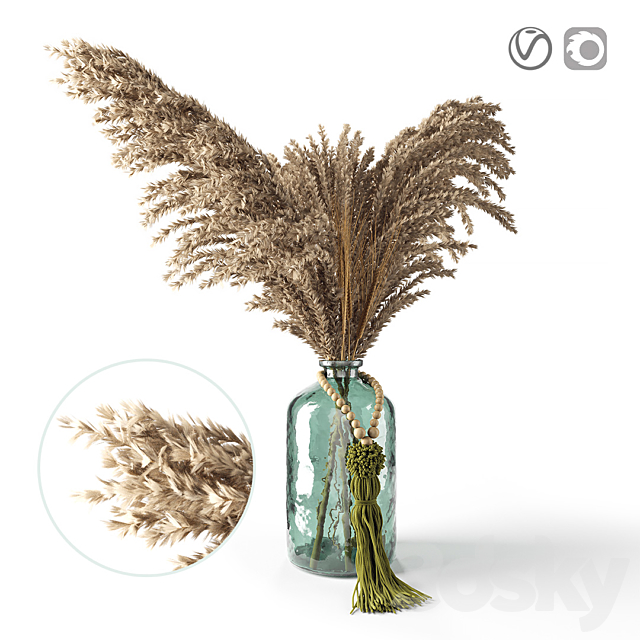 Decorative pampas in a glass jar 3DSMax File - thumbnail 1