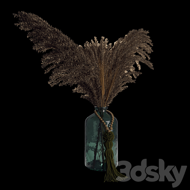 Decorative pampas in a glass jar 3DSMax File - thumbnail 2