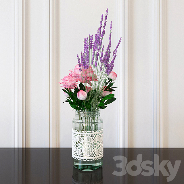 Decorative set – flowers in banks _ Decorative set of flowers in jar 3ds Max - thumbnail 2