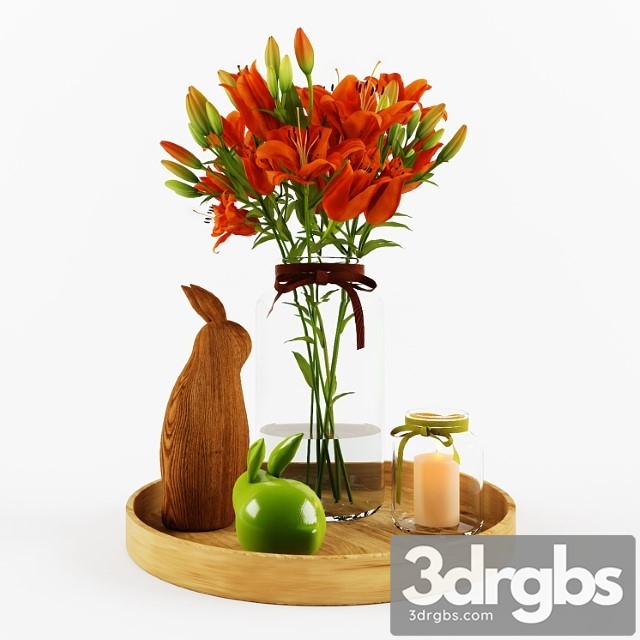 Decorative Set With Orange Lilies 3dsmax Download - thumbnail 1