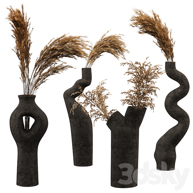 Decorative set with Pampas Bouquet 3ds Max - thumbnail 1