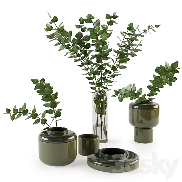 Decorative set with plants 3ds Max - thumbnail 1