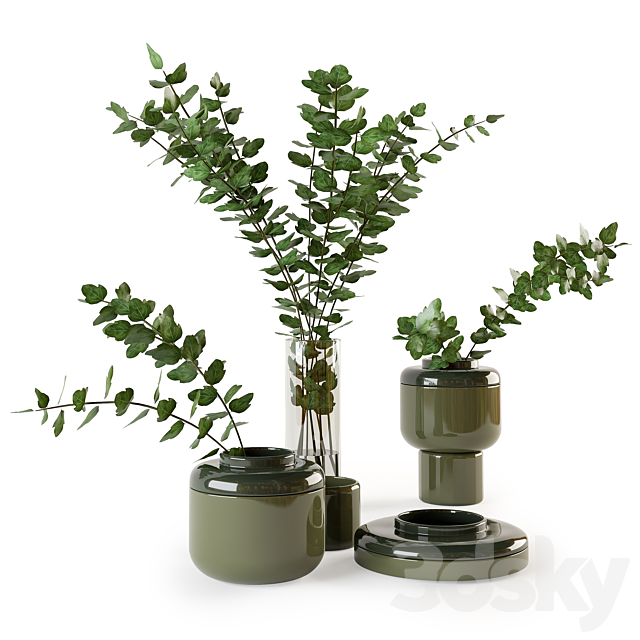 Decorative set with plants 3ds Max - thumbnail 2