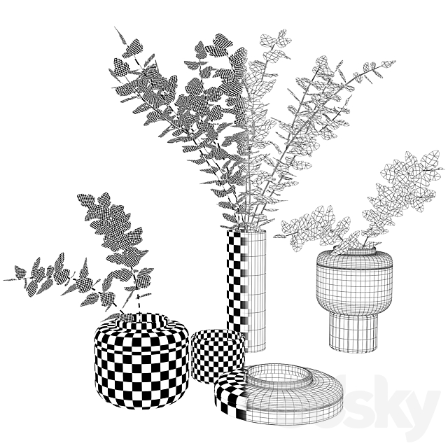 Decorative set with plants 3ds Max - thumbnail 3