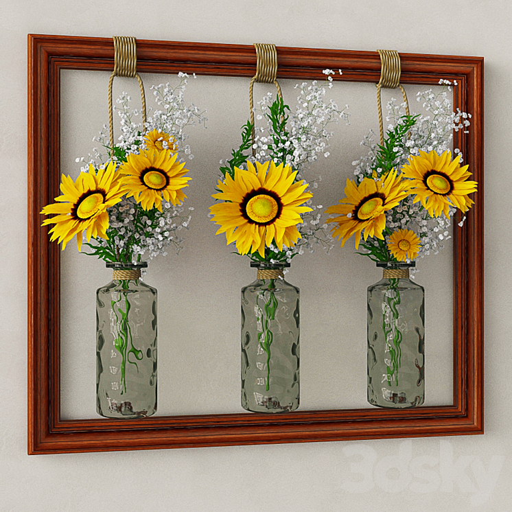 Decorative set with sunflowers 3DS Max - thumbnail 1