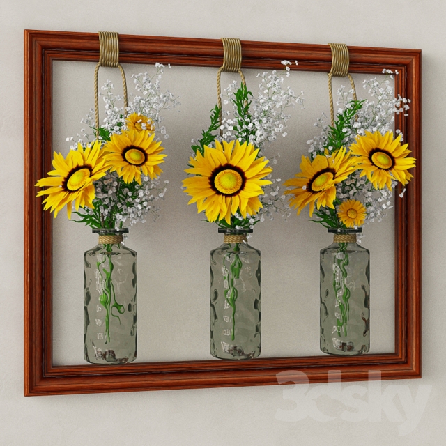 Decorative set with sunflowers 3DS Max - thumbnail 3