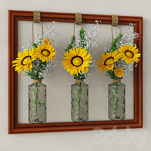 Decorative set with sunflowers 3DSMax File - thumbnail 1