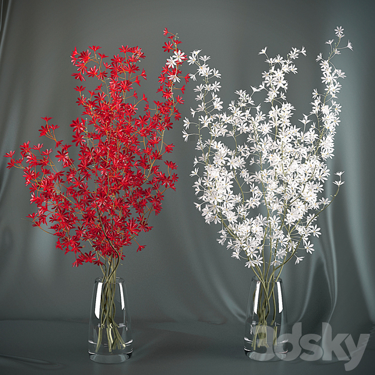 Dendrobium Orchid flowers (red \/ white) 3DS Max - thumbnail 1