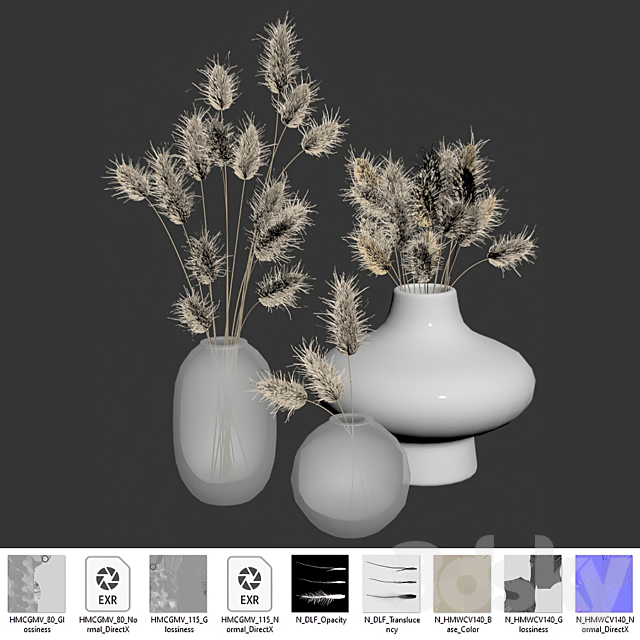 Dried Lagurus Bouquets 01 3DSMax File - thumbnail 7