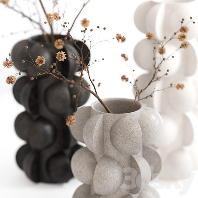 Dry branches in vases with spheres. 3ds Max - thumbnail 2