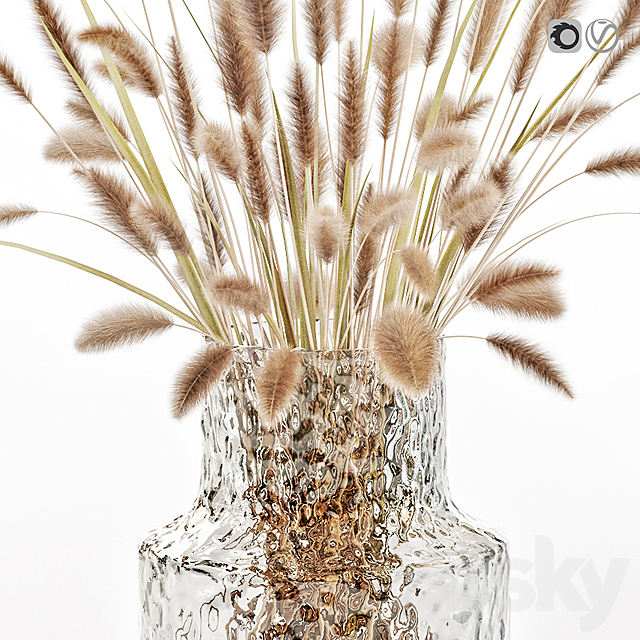 Dry flowers in glass vase 2 3DS Max Model - thumbnail 2