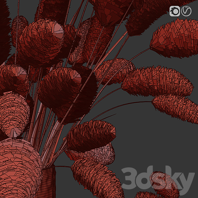 Dry flowers in glass vase 2 3DS Max Model - thumbnail 5