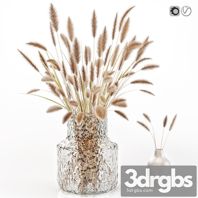 Dry Flowers in Glass Vase 2 3dsmax Download - thumbnail 1