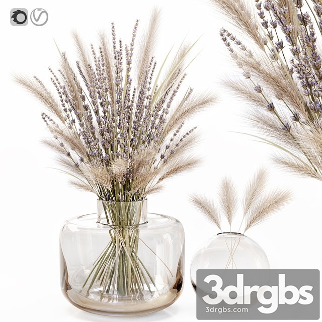 Dry Flowers in Glass Vase with Lavender 3dsmax Download - thumbnail 1