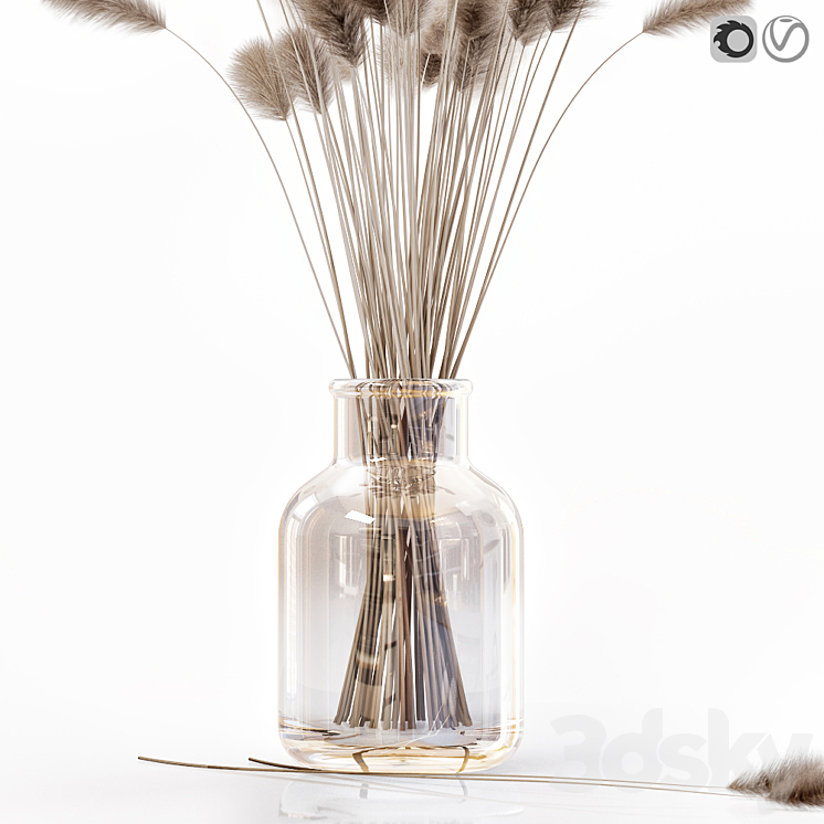 Dry flowers in modern vase 2 3DS Max Model - thumbnail 2